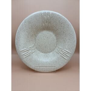 Vintage 8.5” McCoy Pottery Shallow Bowl Trinket Dish Art Deco Oatmeal Color MCM